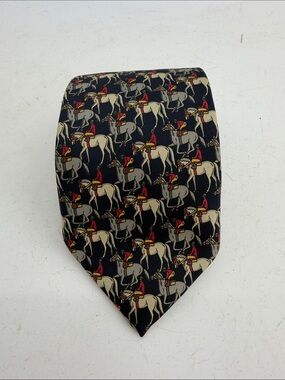 Vintage Brooks Beothers made in USA silk equestrian horse jockey print neck tie